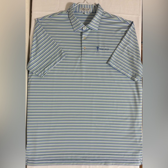 Peter Millar Summer Comfort Polo Golf Shirt Payne’s Valley Logo Striped Size XL - Picture 10 of 11
